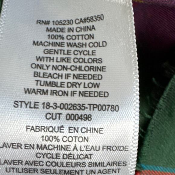 Current/Elliot Women’s Plaid Button Up Shirt Pink Green Fray Hem SZ 1 Layering - Picture 8 of 9